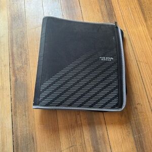 Five Star Zipper Binder Organizer Black & Gray 3-Ring School Binder With Pockets